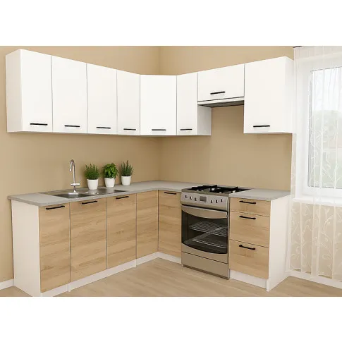 Wizualizacja mebli kuchennych dąb sonoma   biały Yumis