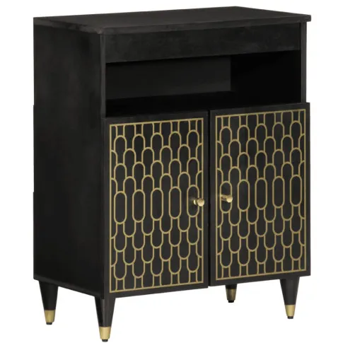 Zdjęcie produktu Czarna dwudrzwiowa szafka z drewna mango - Rebex 9X.