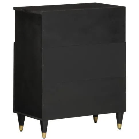 Szczegółowe zdjęcie nr 5 produktu Czarna dwudrzwiowa szafka z drewna mango - Rebex 9X