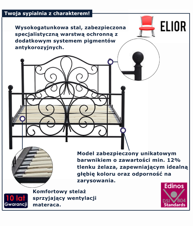 Łóżko czarne Cosy