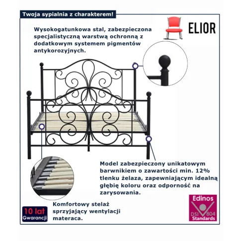 Metalowe łóżko w kolorze czarnym Cosy