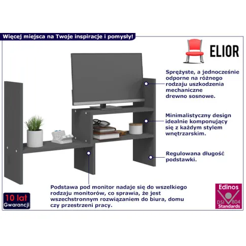 Fotografia Szara klasyczna podstawka pod monitor - Aviso z kategorii Meble do przechowywania