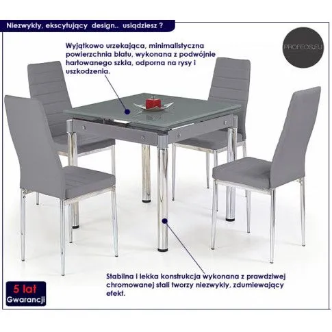 Fotografia Rozkładany stół szklany Foksis - popielaty z kategorii Stoły