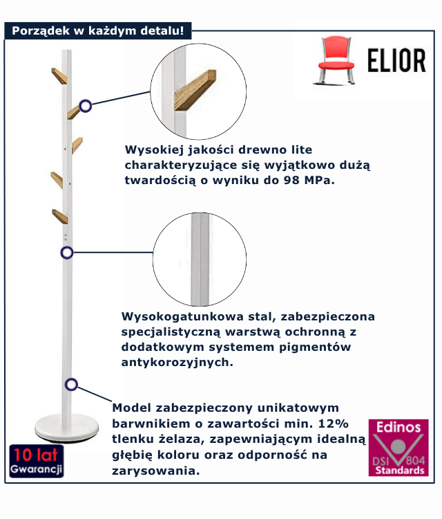 Biały wieszak stojący Flik