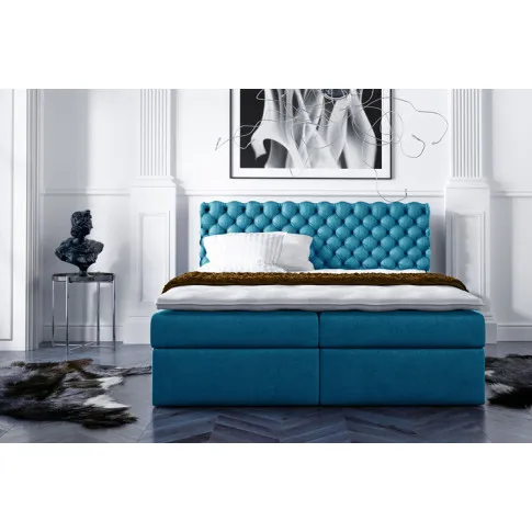 Zdjęcie turkusowe podwójne łóżko hotelowe pikowane Santino 140x200 | Edinos.pl