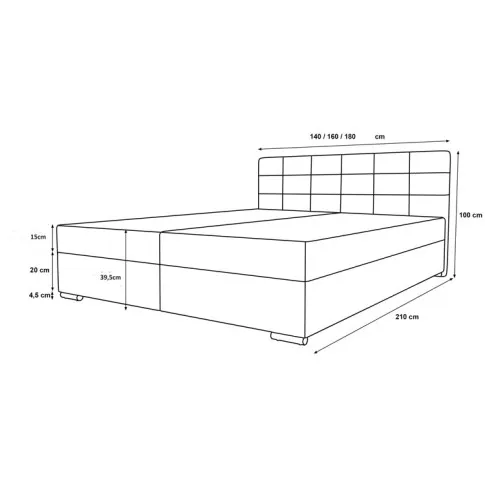 Szczegółowe zdjęcie nr 6 produktu Ciemnobeżowe łóżko z pikowanym zagłówkiem 140x200 - Fezo 4X