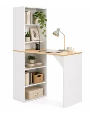 Stolik barowy z szafką Pastels – biały i naturalny w sklepie Edinos.pl