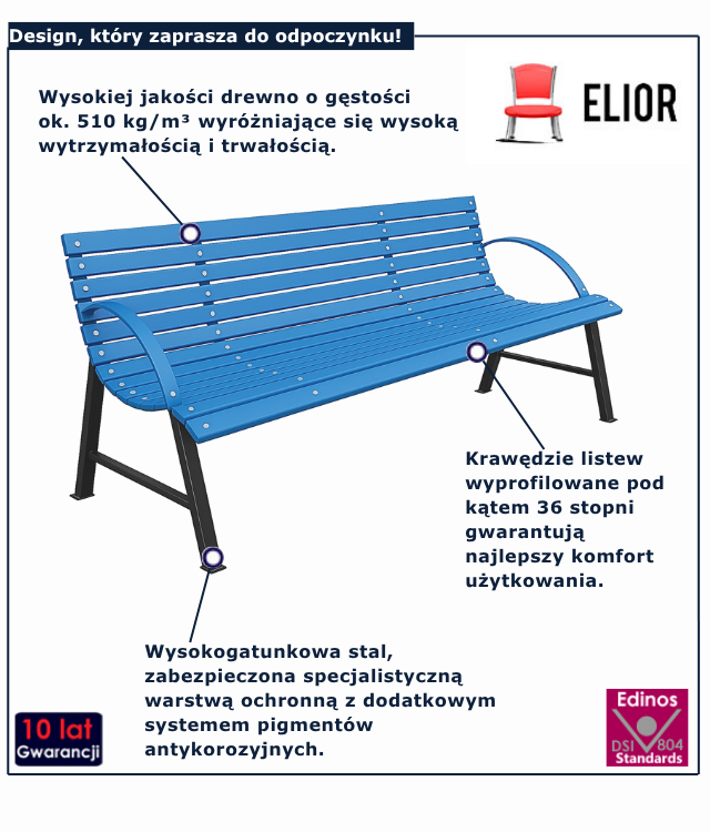 Ławka ogrodowa niebiska Alexis