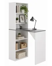 Stolik barowy z szafką Pastels – biały i szary w sklepie Edinos.pl