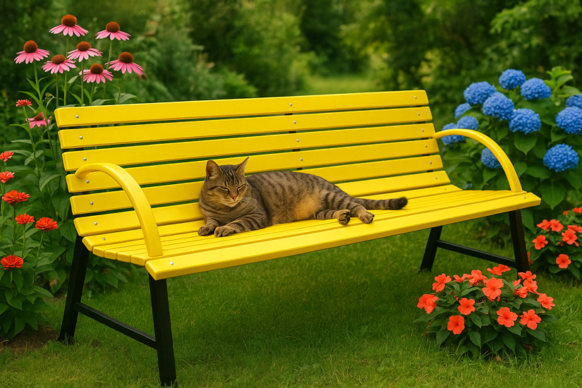 Aranżacja żółtej ławki Alexis