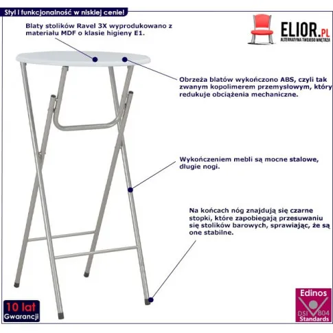 Komplet 4 białych stolików Ravel 3X