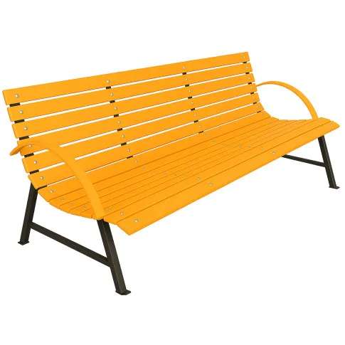 Pomarańczowa ławka do ogrodu z oparciem Alexis