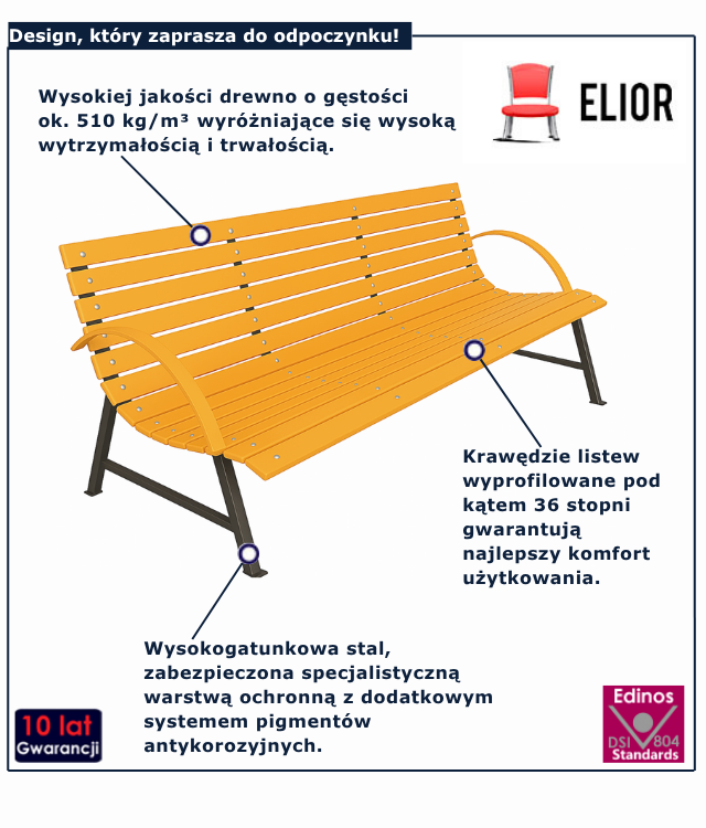 Ławka ogrodowa pomarańczowa Alexis