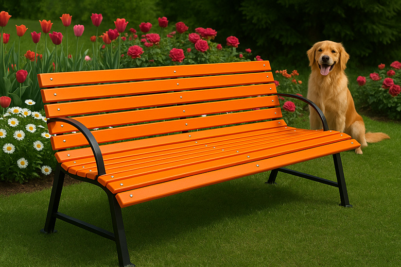 Aranżacja pomarańczowej ławki Alexis