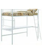 Białe łóżko pojedyncze z biurkiem i organizerem - Flip w sklepie Edinos.pl