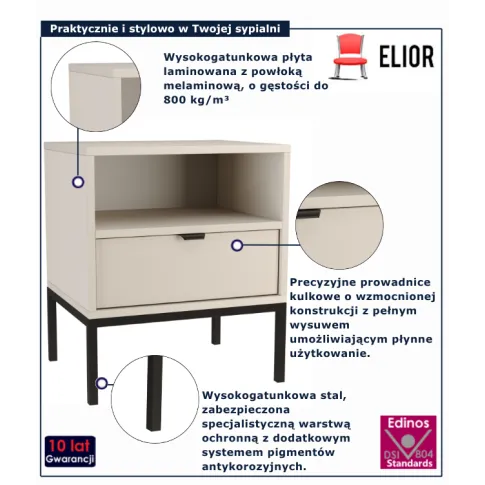 Szamirowy stolik nocny z szufladą Omeria