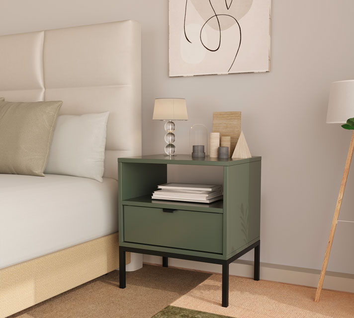 Sypialnia z stolikiem nocnym Omeria szałwia