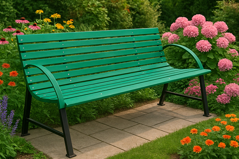 Aranżacja zelonej ławki Alexis