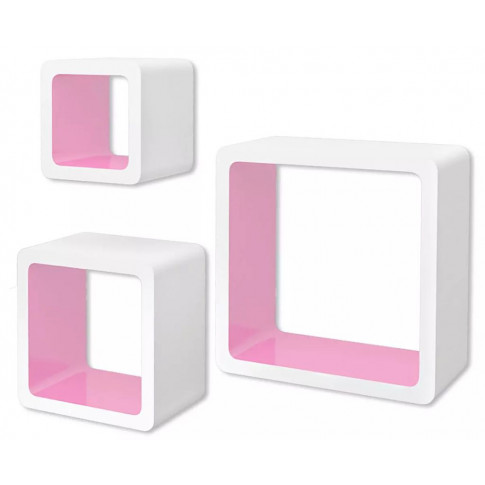 Zestaw biało-różowych półek ściennych Luca 2x