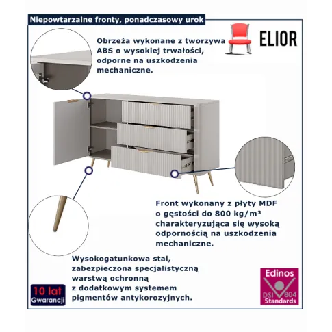  Komoda w kolorze beż na złotych nóżkach Nook 6X