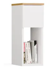 Nowoczesna szafka nocna biały + dąb artisan - Indra w sklepie Edinos.pl