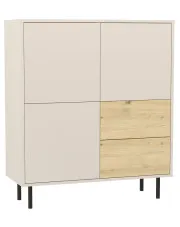 Komoda na nóżkach z 2 szufladami kaszmir + dąb artisan - Liosso 4X w sklepie Edinos.pl