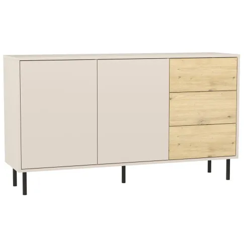 Długa komoda z 3 szufladami Liosso 3X kaszmir + dąb artisan