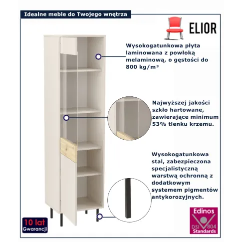 Witryna do salonu Liosso 7X kaszmir + dąb artisan