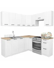 Biały narożny komplet mebli kuchennych  - Yorix w sklepie Edinos.pl