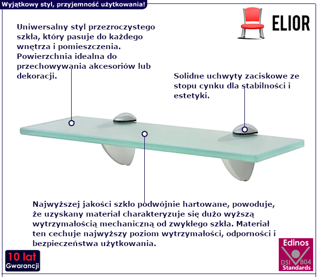 Szklana półka Imker do łazienki