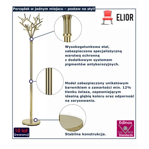 Wieszak złoty stojący 
