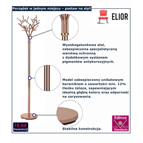 Miedziany  wieszak stojący na ubrania Hixy