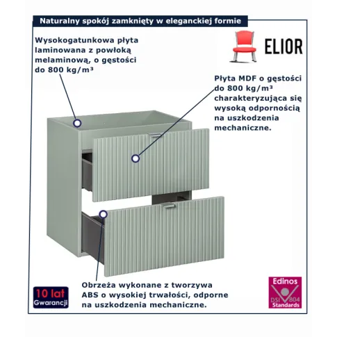Zielona szafka wisząca pod umywalkę Selmira 3X 60 cm