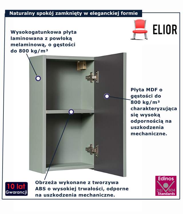 Nowoczesna zielona szafka do łazienki Selmira 6X