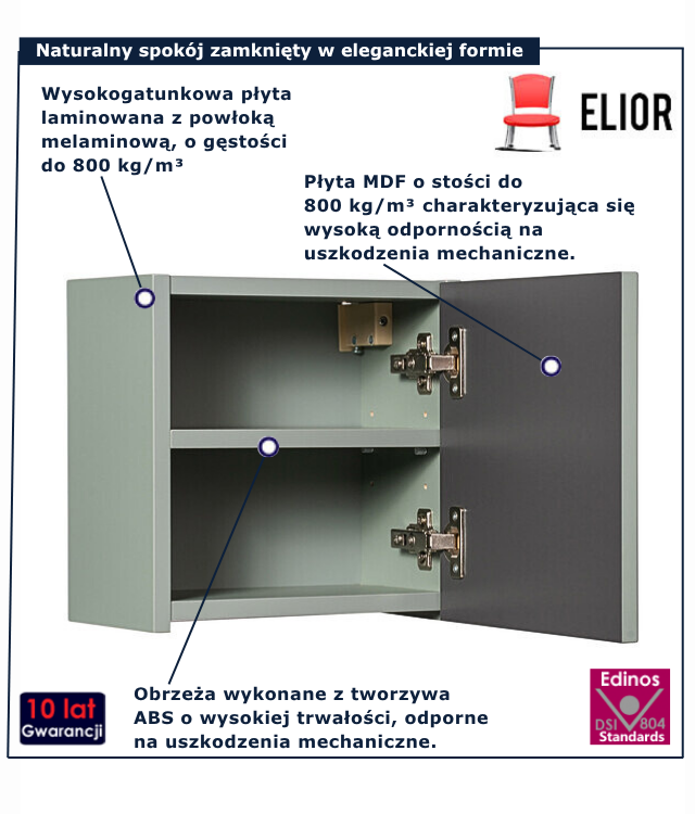 Nowoczesna zielona szafka do łazienki Selmira 7X