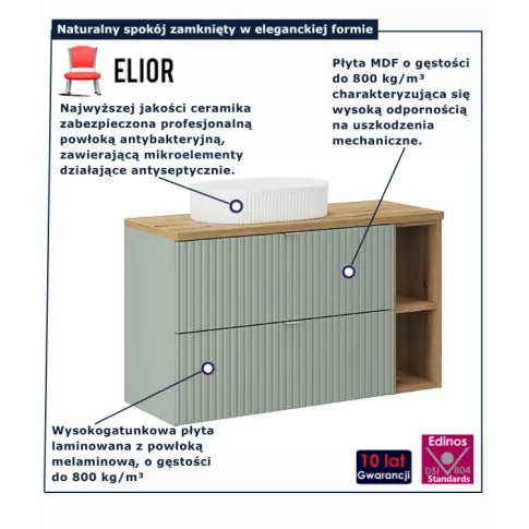 Szałwiowa szafka pod umywalkę z umywalką Selmira 9X