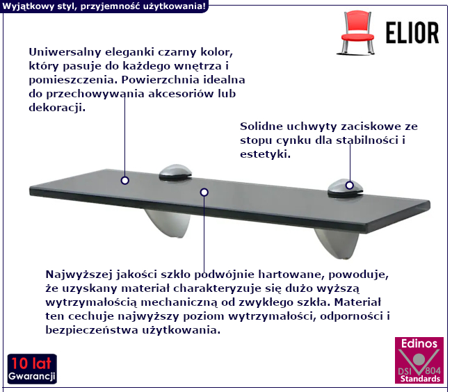 Szklana półka Imker do łazienki