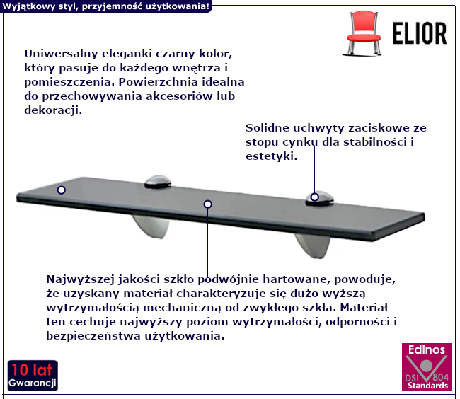 Szklana półka Imker do łazienki