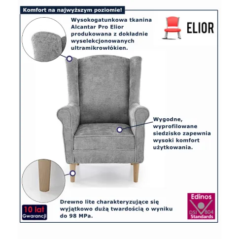 Szary fotel Snug