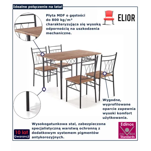 Komplet stołu z krzesłami do jadalni Tiko