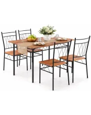 Stół z krzesłami dąb naturalny + czarny - Tiko w sklepie Edinos.pl