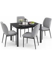 Czarny prostokątny stół z krzesłami - Zazu w sklepie Edinos.pl