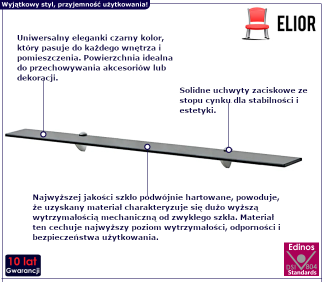 Szklana półka Imker do łazienki