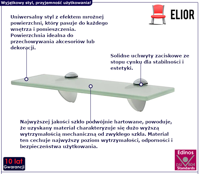 Szklana półka Imker do łazienki