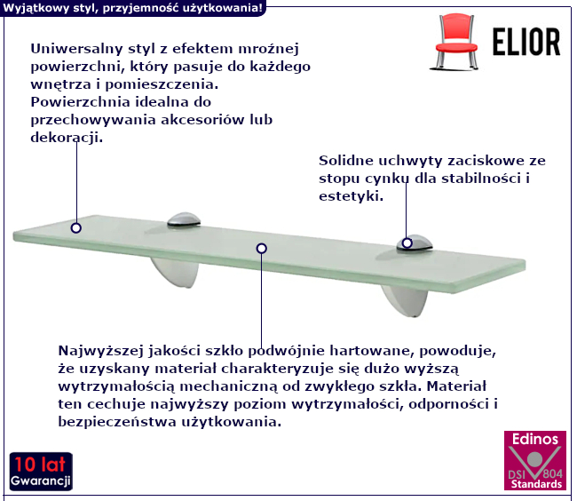 Szklana półka Imker do łazienki