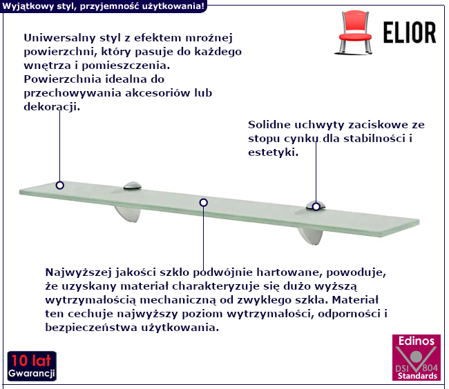 Szklana półka Imker do łazienki