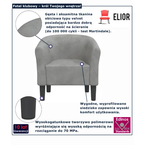 Jasnoszary fotel  do salonu Jivo