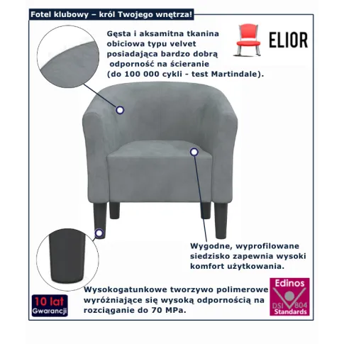 Ciemnoszary fotel do salonu Jivo