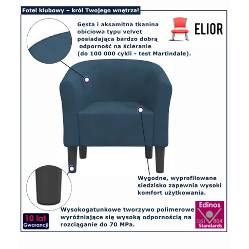 Fotel ciemnoniebieski klubowy Jivo