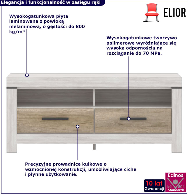 Skandynawska szafka RTV Tillen 5X sosna canyon + dąb carabela
